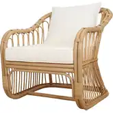 Maeva Accent Arm Chair in Natural Rattan & Neutral Fabric